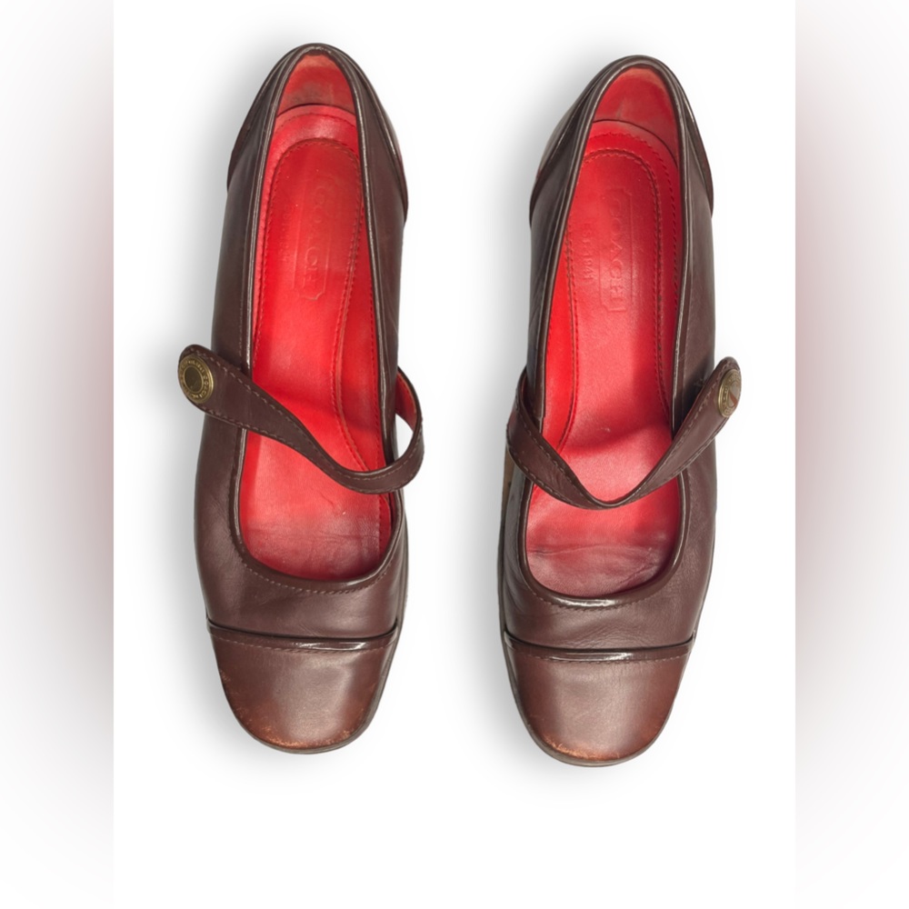 Coach Mary Janes Leather Flats Strap Ballet Shoes Size 7